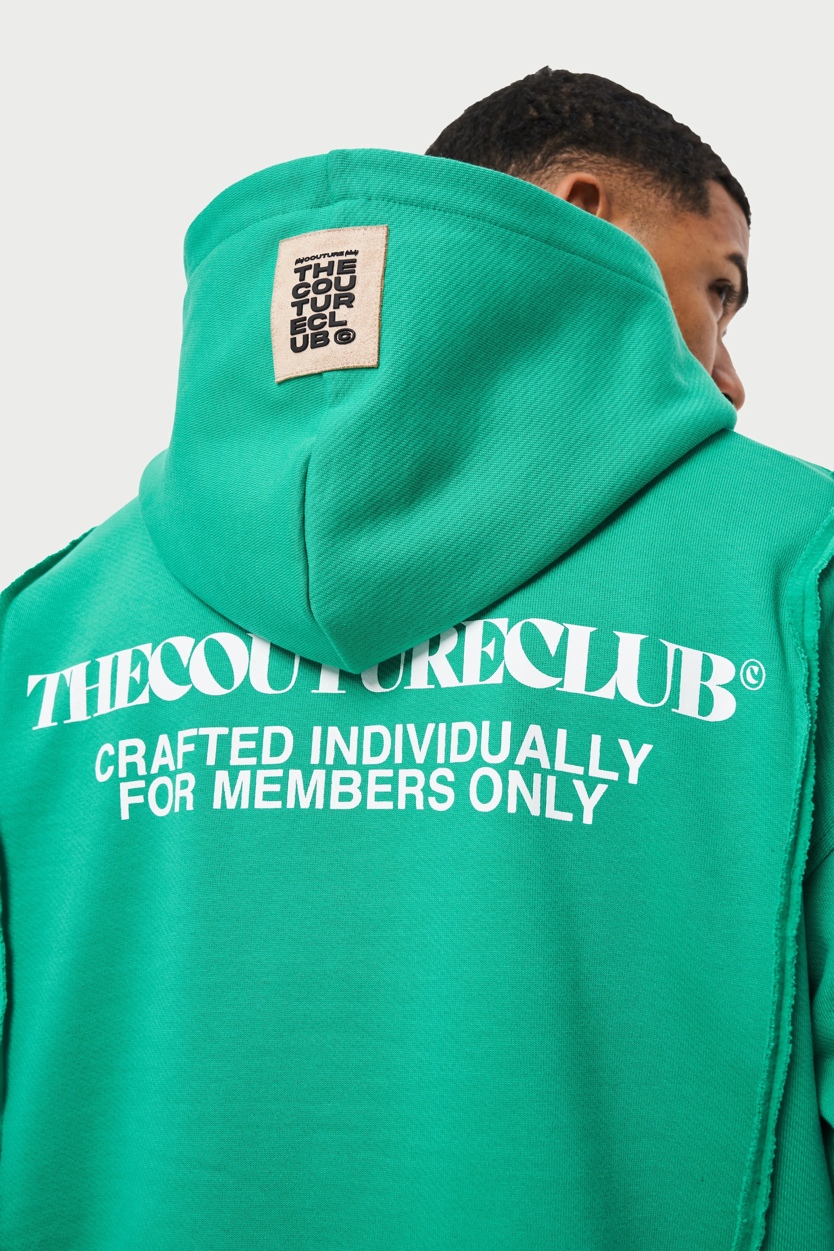 RAW SEAM QUARTER ZIP HOODIE - BRIGHT GREEN