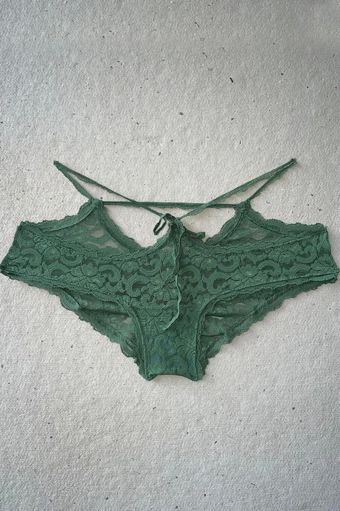 READY TO SHIP Rosin Panty in Vintage Green Surplus Lace (Size L)