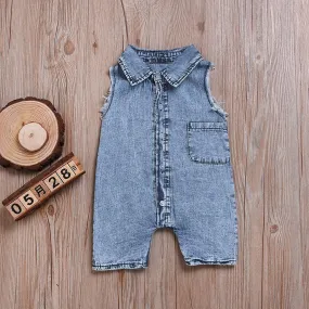 Short-sleeve Denim Romper u2