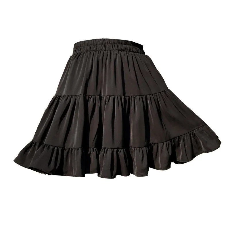 Slimming Ruffled Band Waist Layered Ruffle Mini Skirt