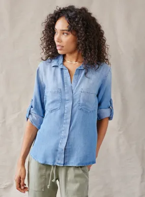 Split Back Button Down - Medium Ombre Wash