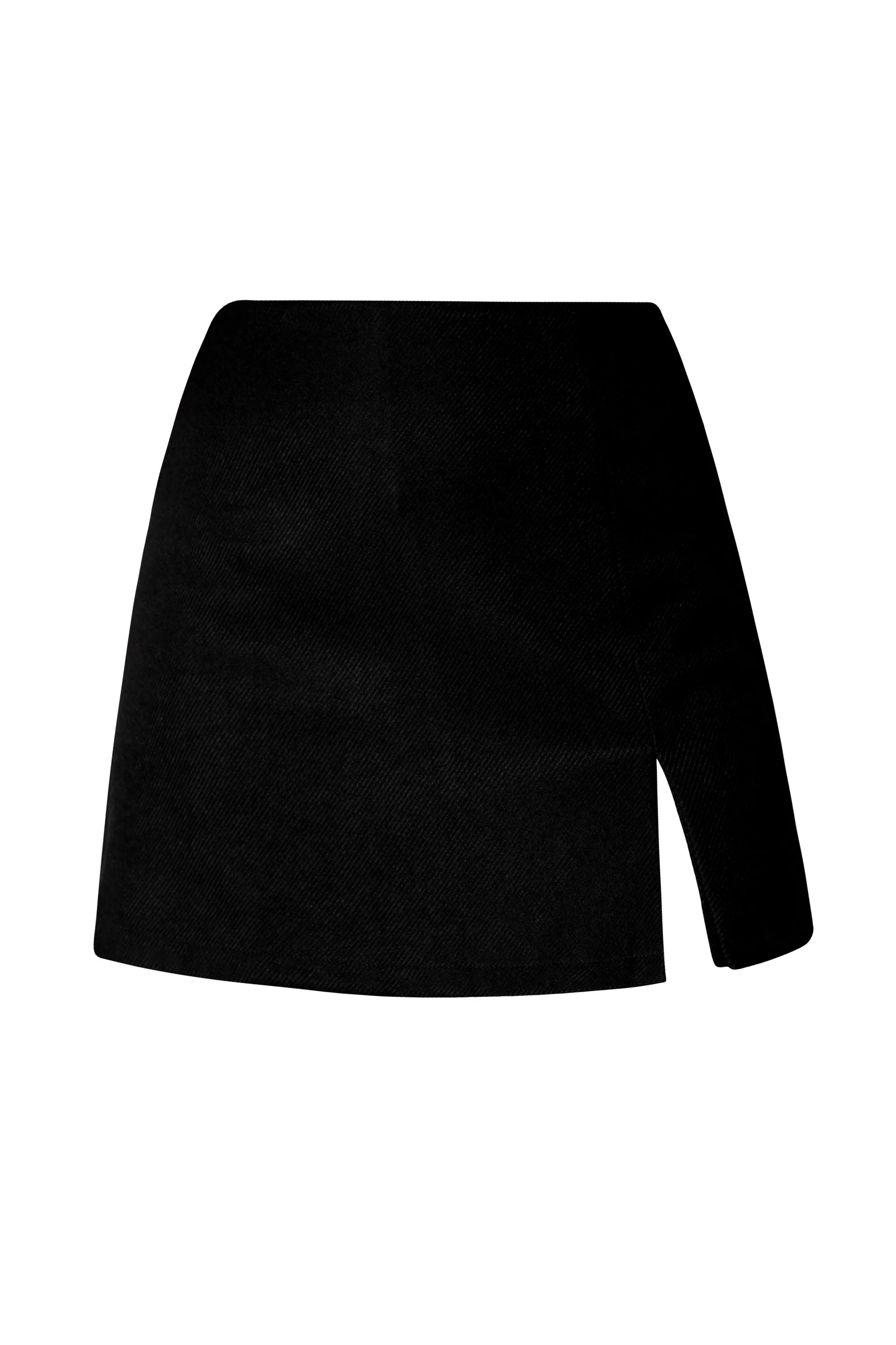 Taye Black Twill Side Slit Skort