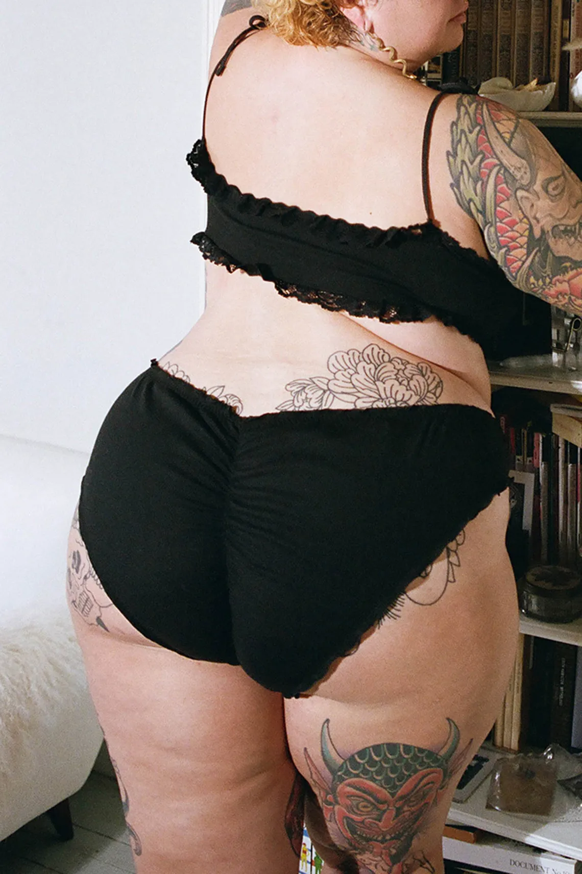 Tether Lace Up Bloomer Panty Rib Knit Jersey (Black or Oat)