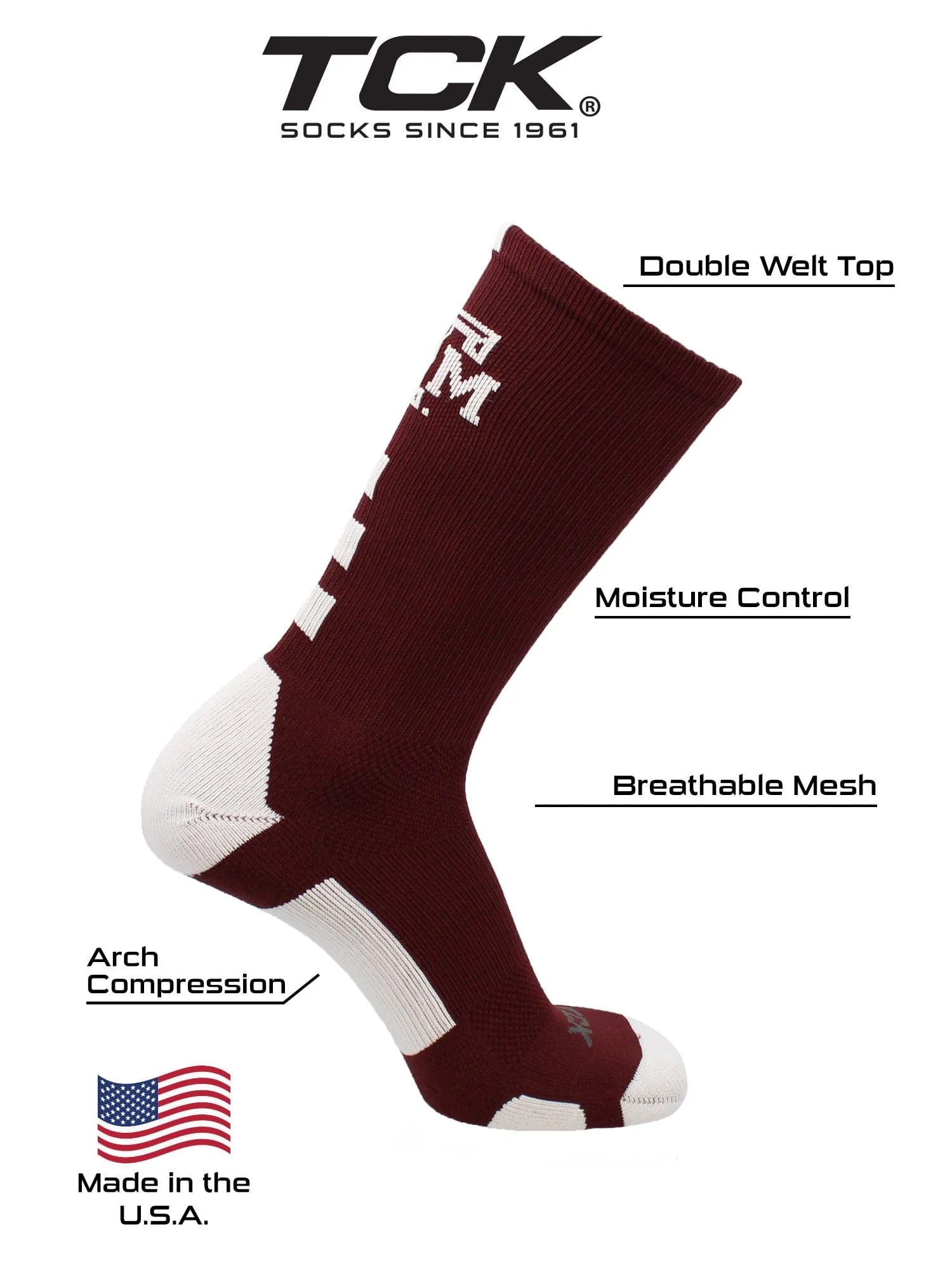 Texas A&amp;M Aggies Socks Baseline Crew