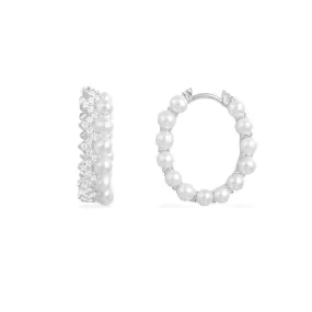 Up And Down Hoop Earrings with Pearls