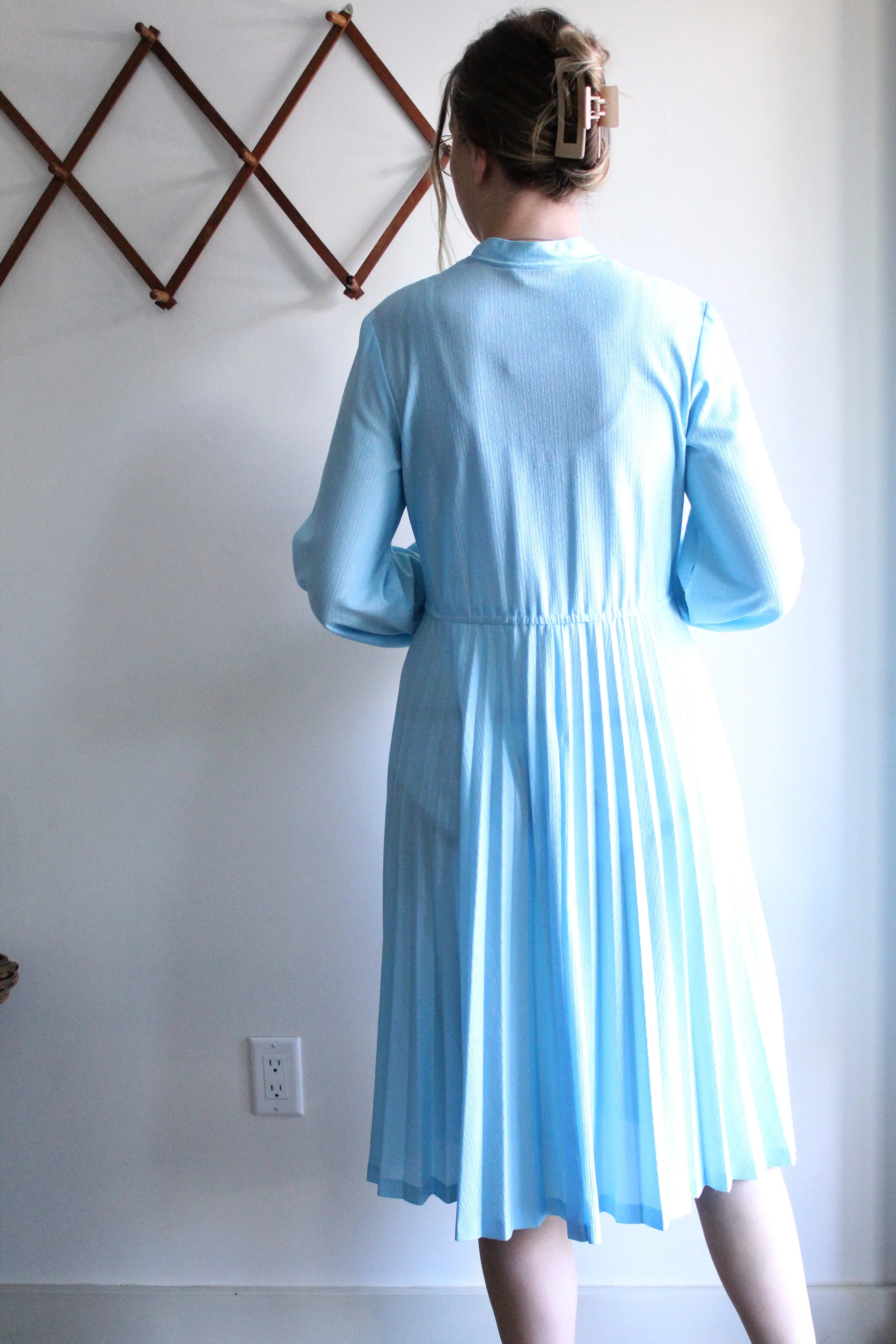 Vintage Light Blue Pleated Dress