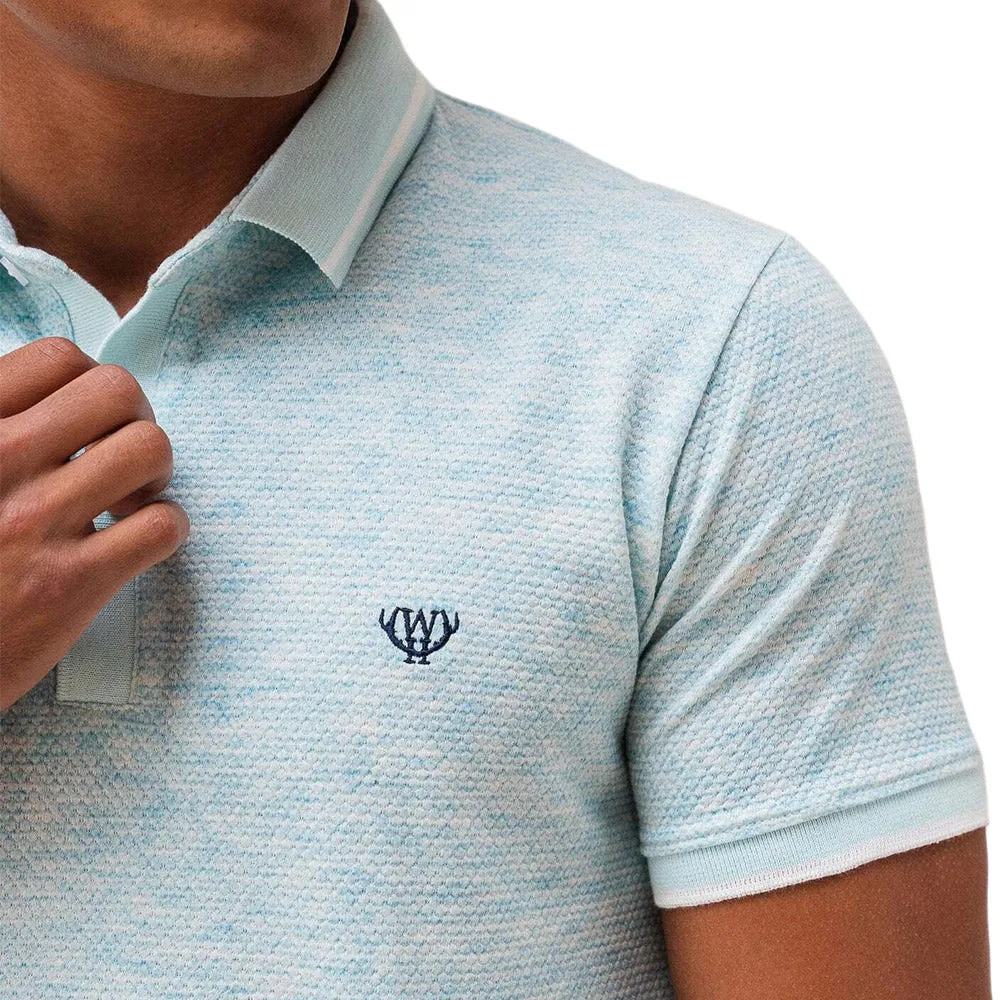 Walker & Hunt Textured Polo | Aqua Blue