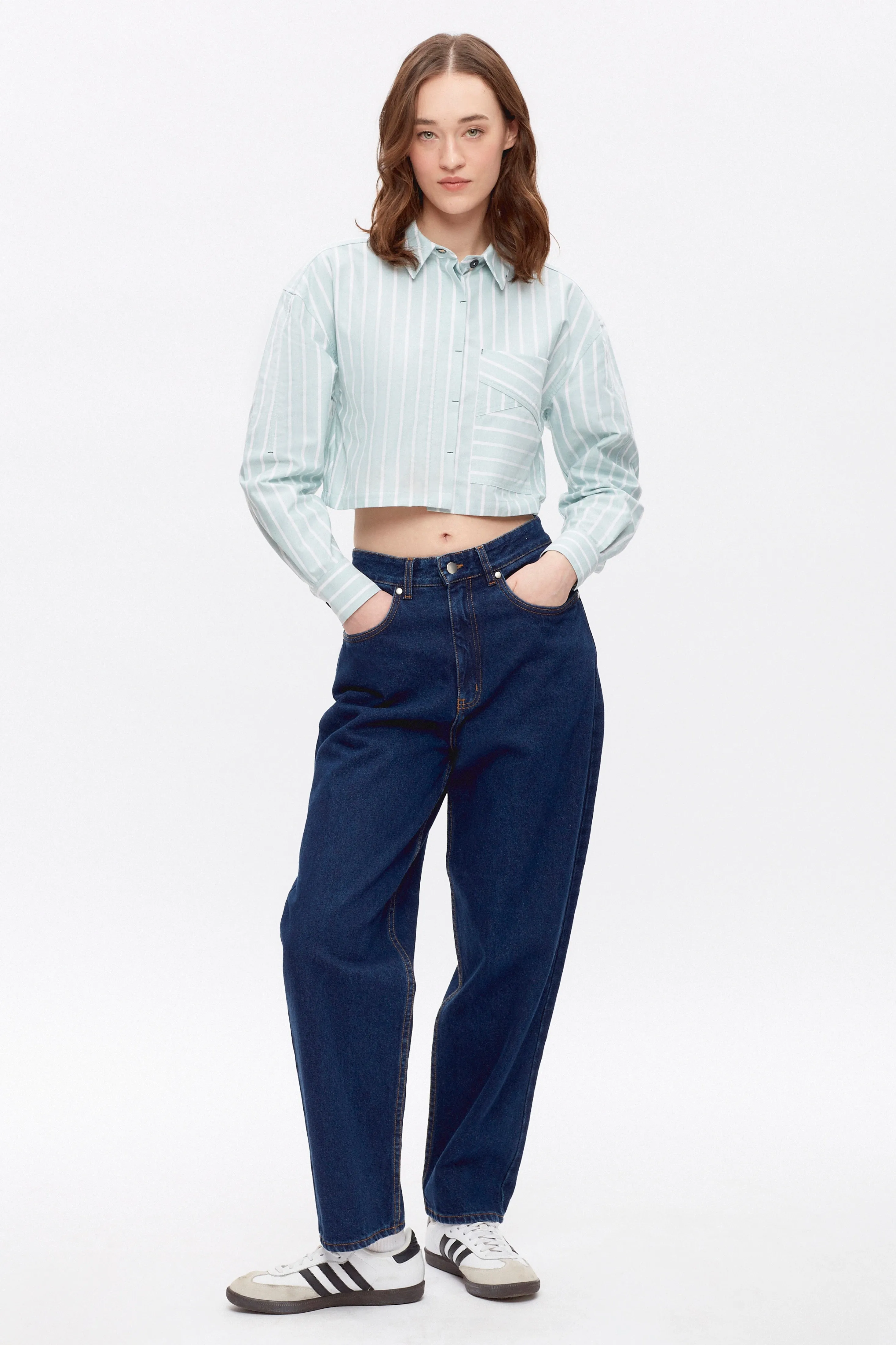 Women's Zeina Shirt in Silver Pine Stripe