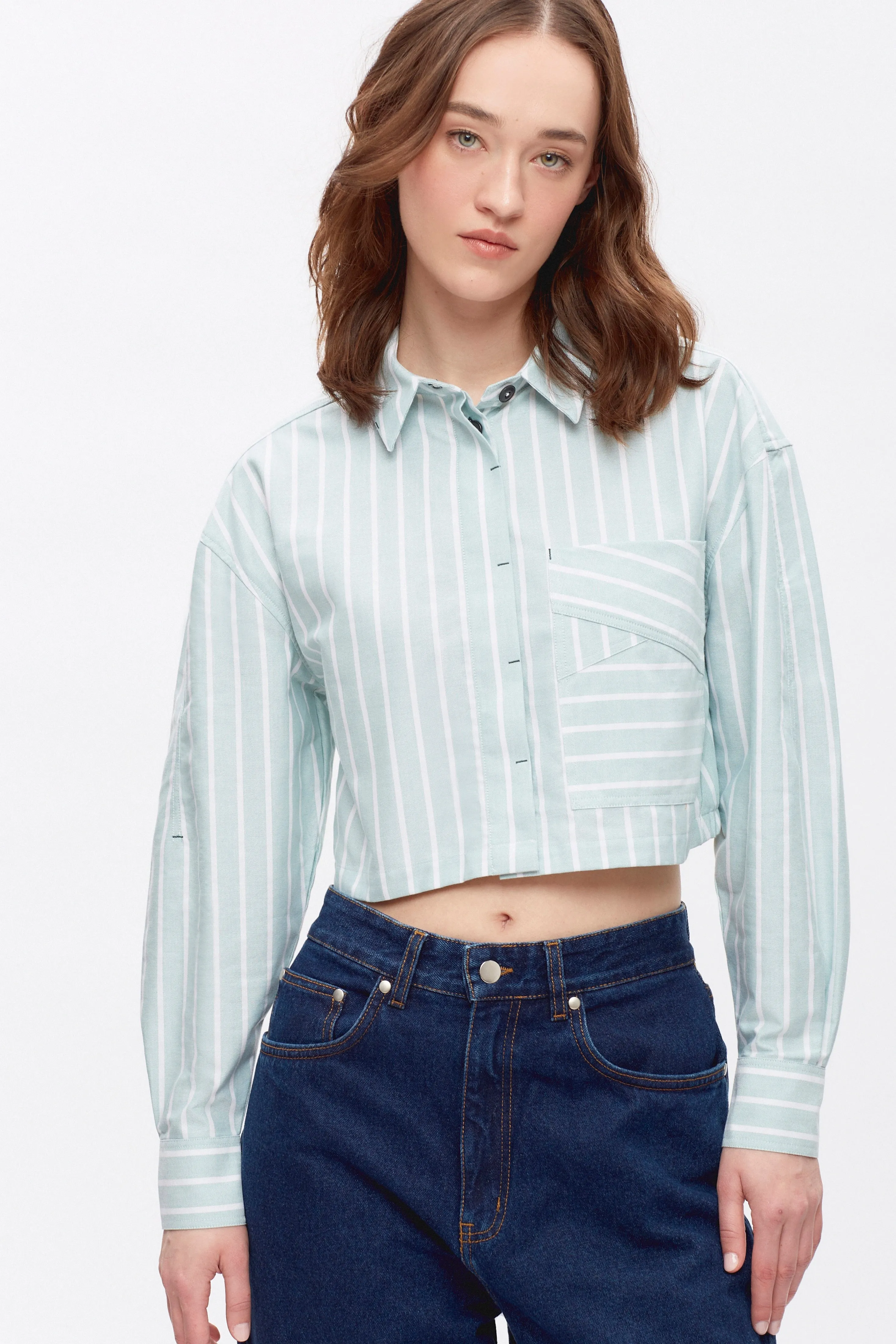 Women's Zeina Shirt in Silver Pine Stripe